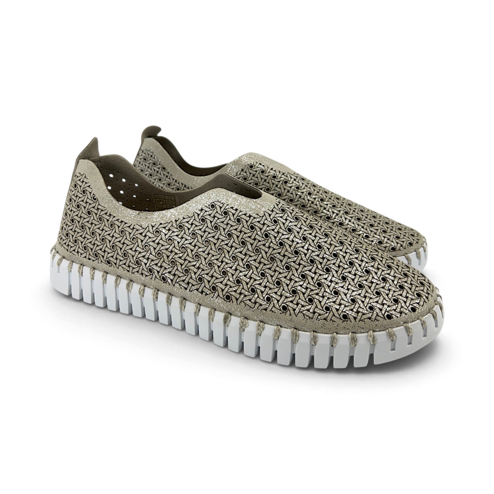 Ilse Jacobsen Tulip Perforated Slip On Sneakers Women's EU 40 US 9.5 Silver